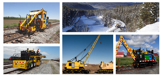 Railway maintenance equipment, MOW equipment, track maintenance equipment, locomotive cranes, railway cranes, railcars, railway rolling stock